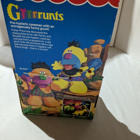 Fisher Price Puffalumps Grrrrunts Caveman 18"  orange with bone VTG 1991 works - Picture 2 of 6